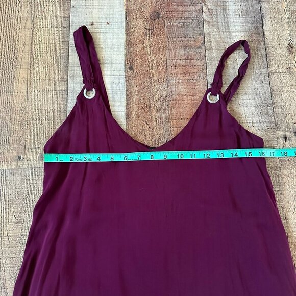 Forever 21 Womens Burgundy Sleeveless Dress With Metal Grommet Straps Size M - Picture 3 of 6